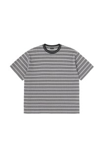 Jacquard Striped S/S Tee - Charcoal (SD26S-CT06)