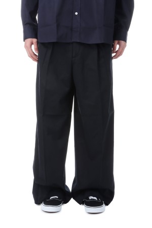 2TUCK WIDE CHINO TROUSERS - NAVY (253-60502)