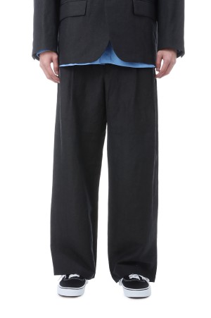 WOOL LINEN 2 TUCK TROUSERS - CHARCOAL (261-60504)