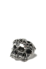 Engraved Calvary Skull Ring - Silver (RX-719-1)