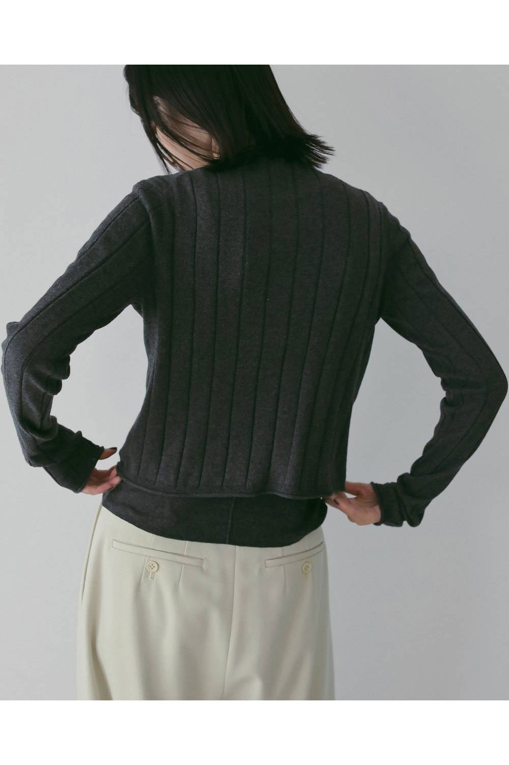 Cotton Layered Cardigan - CHARCOAL GRAY (62610502) | セレクト