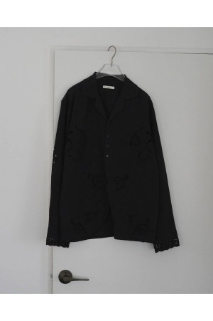 Cutwork Opencollar Shirts - BLACK (62610418)