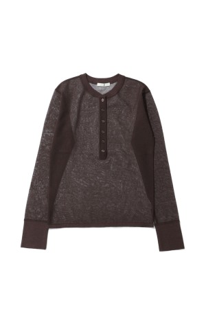 Sheer Henley Knit - BROWN (62610514)