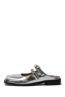 Double Buckle Mule - Silver (PAES_20255)