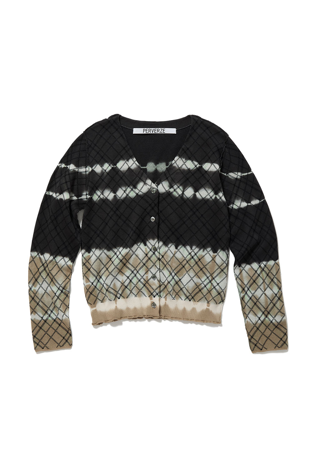 Dip-dye Check Knit Cardigan - BLACK (0126010505) | セレクト