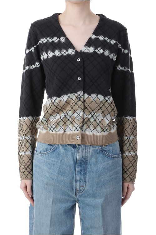 Dip-dye Check Knit Cardigan - BLACK (0126010505) | セレクト