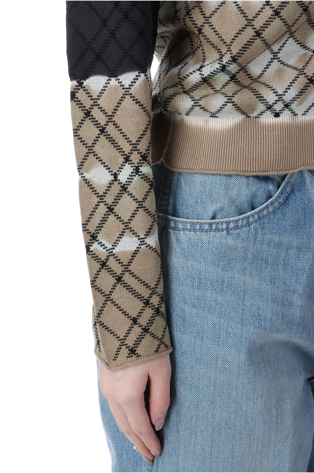 Dip-dye Check Knit Cardigan - BLACK (0126010505) | セレクト