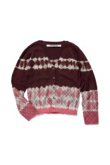 Dip-dye Check Knit Cardigan - RED (0126010505)