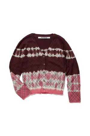 Dip-dye Check Knit Cardigan - RED (0126010505)