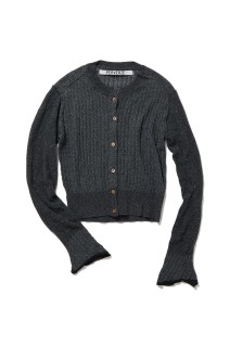 Silk Thin Cable Knit Cardigan - GRAY (0126010511)