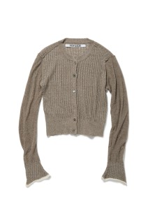 Silk Thin Cable Knit Cardigan - BEIGE (0126010511)