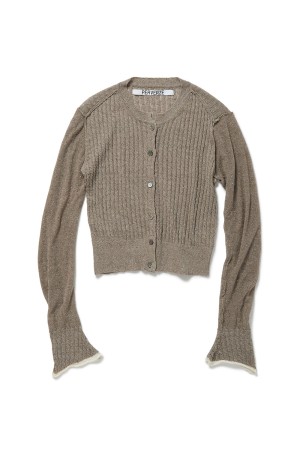 Silk Thin Cable Knit Cardigan - BEIGE (0126010511)