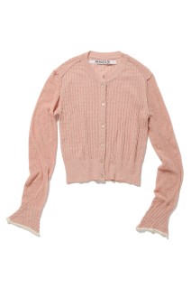Silk Thin Cable Knit Cardigan - PINK (0126010511)