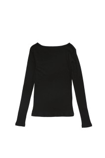 SHEER RIB LONG SLEEVE TEE - 07 BLACK (26SMSCU07)