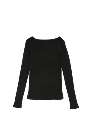 SHEER RIB LONG SLEEVE TEE - 07 BLACK (26SMSCU07)