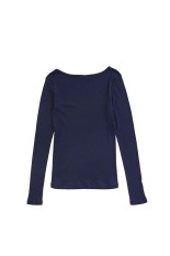 SHEER RIB LONG SLEEVE TEE - 85 NAVY (26SMSCU07)