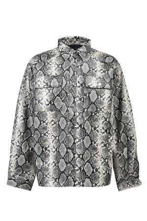 NEW RICH FAUX LEATHER SHIRT - GREY PYTHON (BR26SS-S2002)