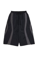 Nylon Paneling Shin Cut Wide Track Pants - Black (CTE-26S122)