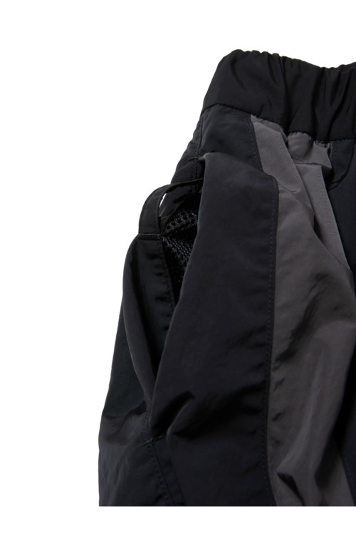 Nylon Paneling Shin Cut Wide Track Pants - Black (CTE-26S122