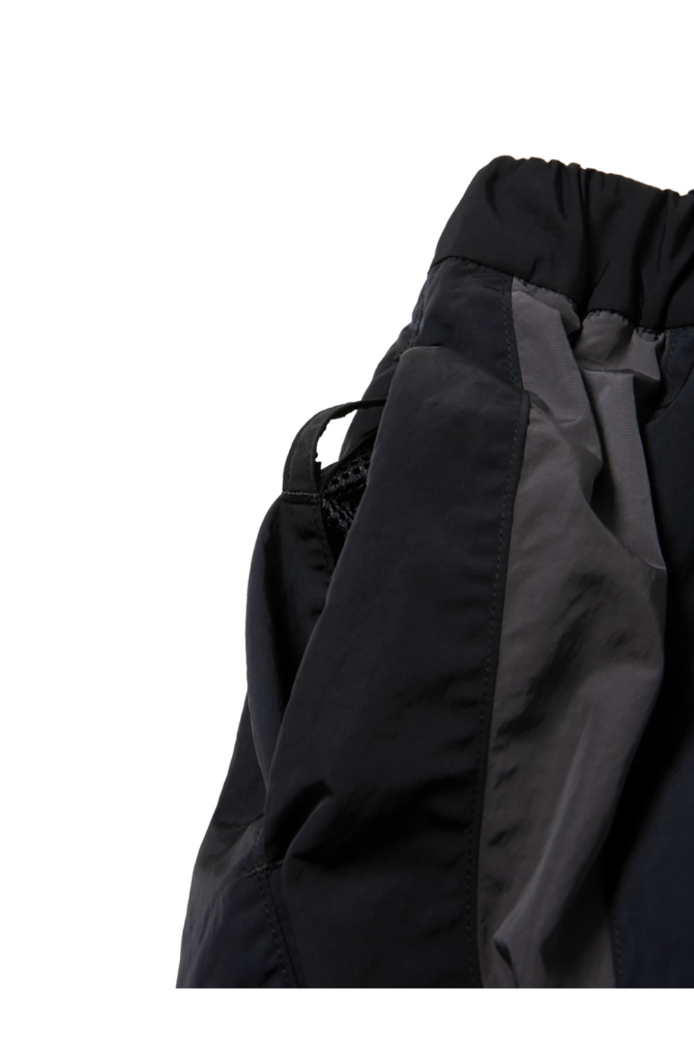 Nylon Paneling Shin Cut Wide Track Pants - Black (CTE-26S122