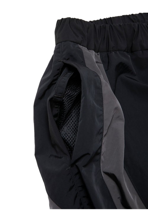 Nylon Paneling Shin Cut Wide Track Pants - Black (CTE-26S122