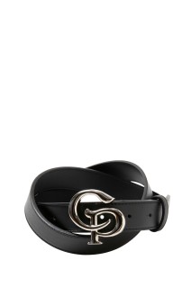 Symbol Buckle Leather Belt - Black x Silver (CTE-26S519)