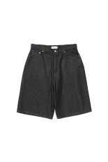 12.5oz Denim 5 Pocket Extra Baggy Shorts - Black (CTE-26S116)