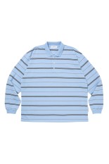 Moss Stitch Border L/S Polo - Saxe (CTE-26S327)