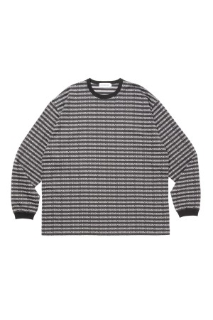 Supima Jacquard Border L/S Tee - Black (CTE-26S329)