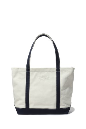 MAISON KITSUNE HANDWRITING LARGE TOTE - ECRU/CLASSIC NAVY (QU05104WB0050)