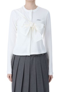 RIBBON-TIED KNIT CARDIGAN  - WHITE (BEFACD001WHF)
