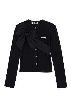 RIBBON-TIED KNIT CARDIGAN - NAVY (BEFACD001BKF ) | セレクト