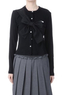 RIBBON-TIED KNIT CARDIGAN  - BLACK (BEFACD001NYF )