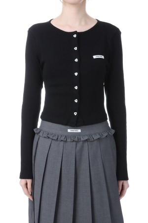 HEART BUTTON EYELET CARDIGAN  - BLACK (BESPCD001BKF )