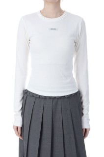 CREW NECK BASIC LONG SLEEVE TOP  - WHITE (BDFASL001WTF )