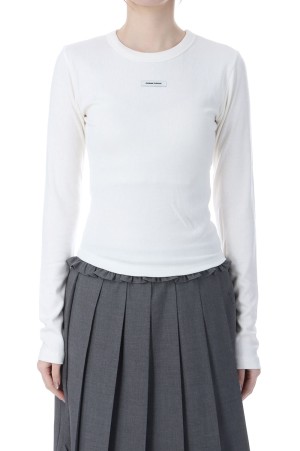 CREW NECK BASIC LONG SLEEVE TOP  - WHITE (BDFASL001WTF )