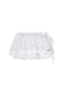 LACE SHIRRING APRON  - WHITE (BDSUSK001WTF )