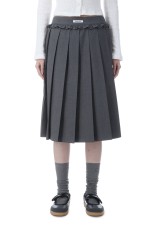 FRILL PLEATS MIDI SKIRT - GRAY (BDSPSK002GYS/M)
