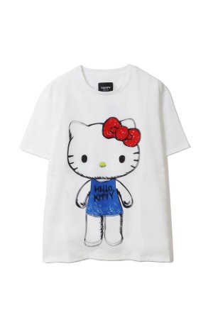PRINT T-SHIRTS KITTY CRAYON - WHITE (TR-094)