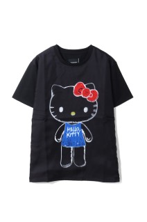 PRINT T-SHIRTS KITTY CRAYON - BLACK (TR-094)