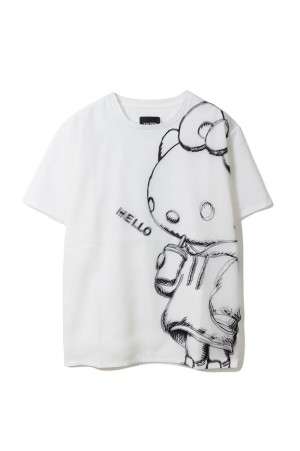 PRINT T-SHIRTS KITTY SKETCH - WHITE (TR-095)