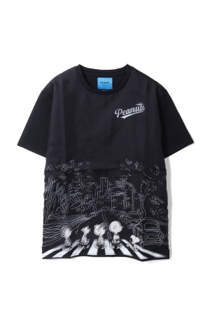 PRINT T-SHIRTS SNOOPY ABBEY ROAD - BLACK (TR-098)