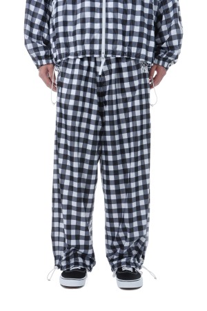 RECYCLED POLYESTER WIND PANTS - BLACK GINGHAM (26SMM0301)