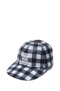 RECYCLED POLYESTER DRAWSTRING CAP - BLACK GINGHAM (26SMM0901)