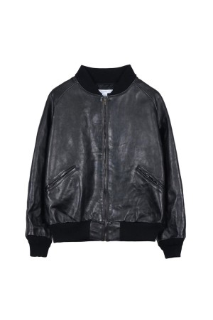 LEATHER JACKET ZIP / BLACK