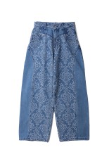 DAMASK-JACQUARD DENIM CURVE-FIT HIGH-RISE JEANS - INDIGO DAMASK (FTC262-0601A)