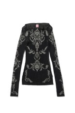 DAMASK-PATTERN RIB KNIT TOP - BEIGE (FTC262-0708) | セレクト