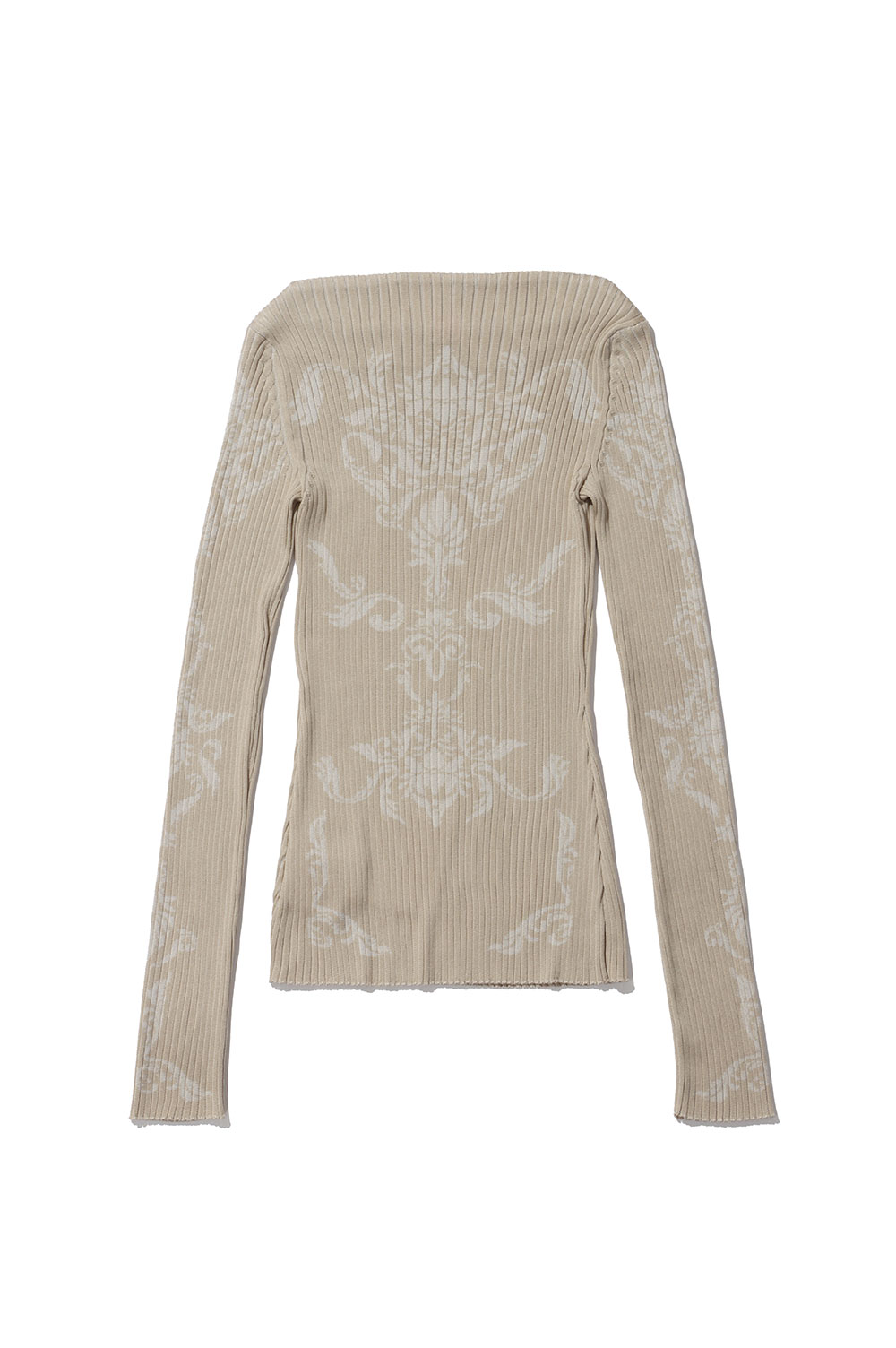 DAMASK-PATTERN RIB KNIT TOP - BEIGE (FTC262-0708) | セレクト