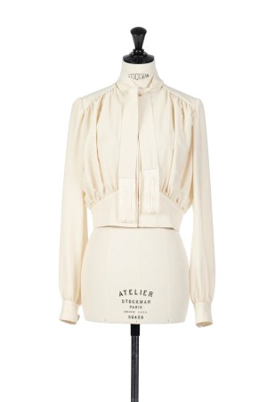 FRINGED TIE BLOUSON - ECRU (FTC262-0205)