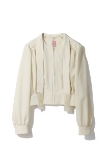 FRINGED TIE BLOUSON - ECRU (FTC262-0205)